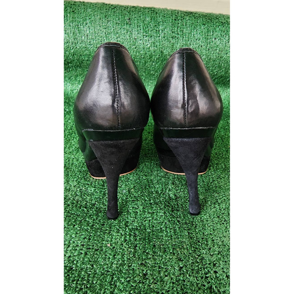 L.A.M.B. Black Leather Peeptoe Platform Pumps Genuine Leather Size 6.5 - Picture 5 of 7